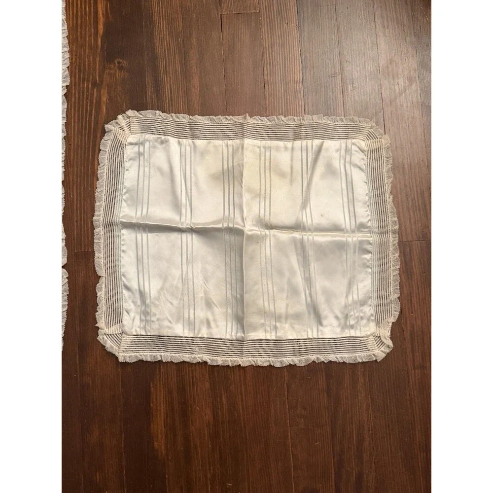 2 Piece Vintage Crib Lace Blanket Play Mat Pillow Hand Made
